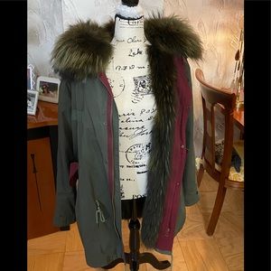 Parka Italy winter jacket Large real fox fur coat size Large. Briks